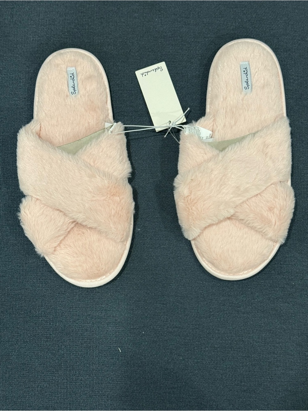 Splendid Women's Pink Plush Crossband Slide Slippers